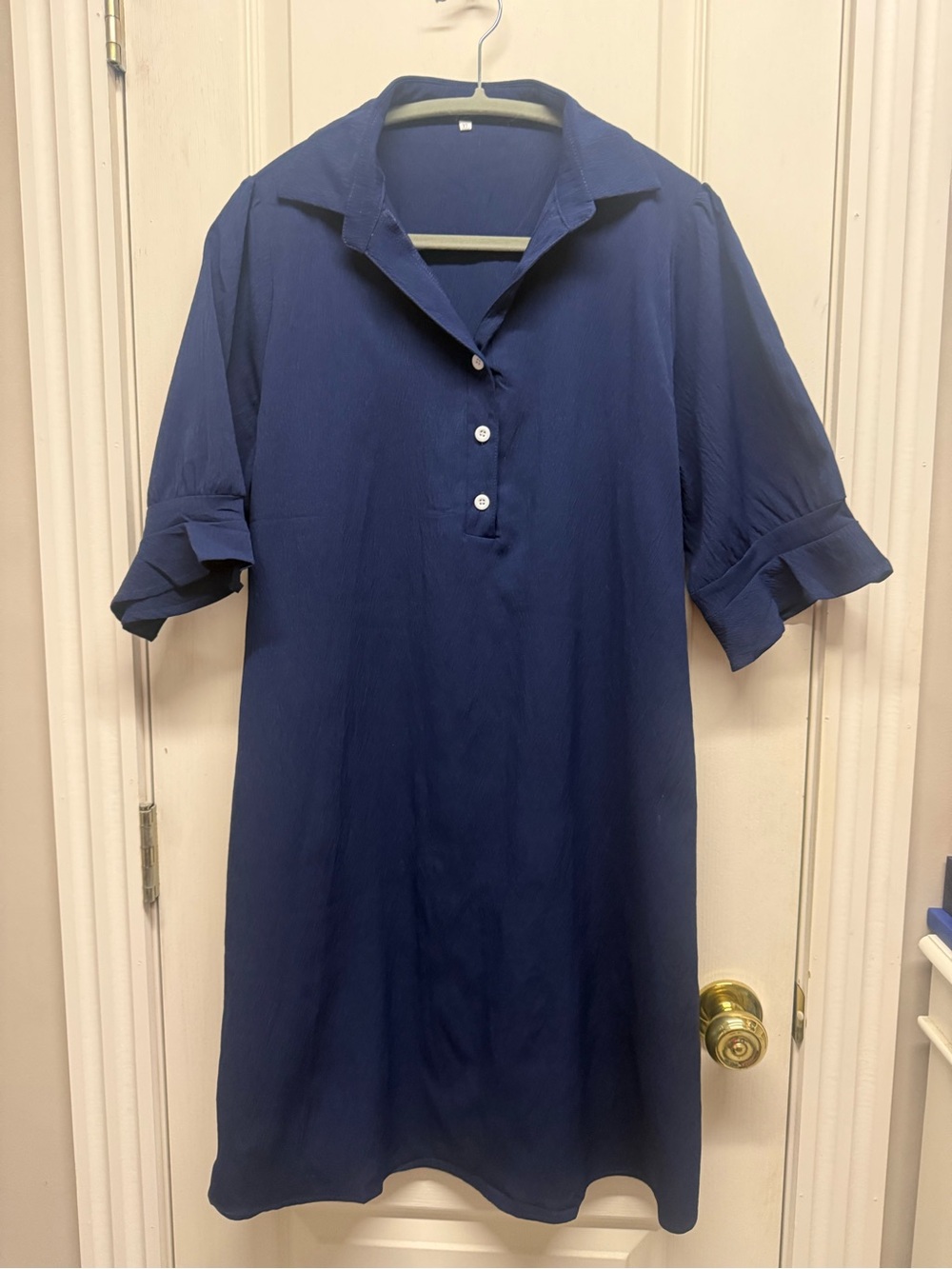 Navy Button-Front Women's Dress